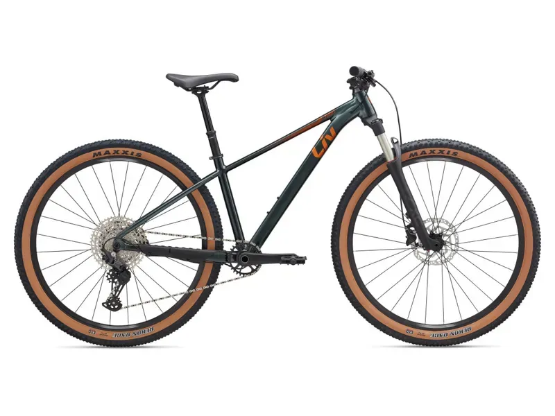Liv Tempt 0 27.5 Mountain Bike In Gloss Asphalt Green/Solar Flare
